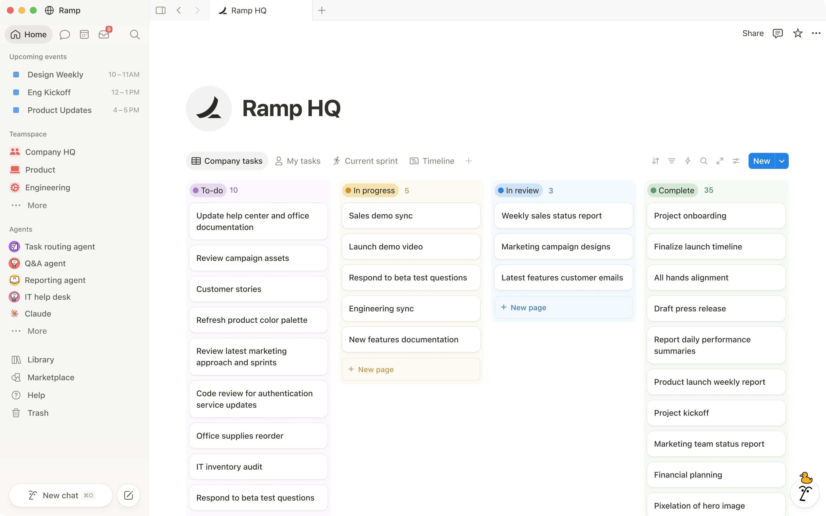 Een screenshot van Notion op desktop