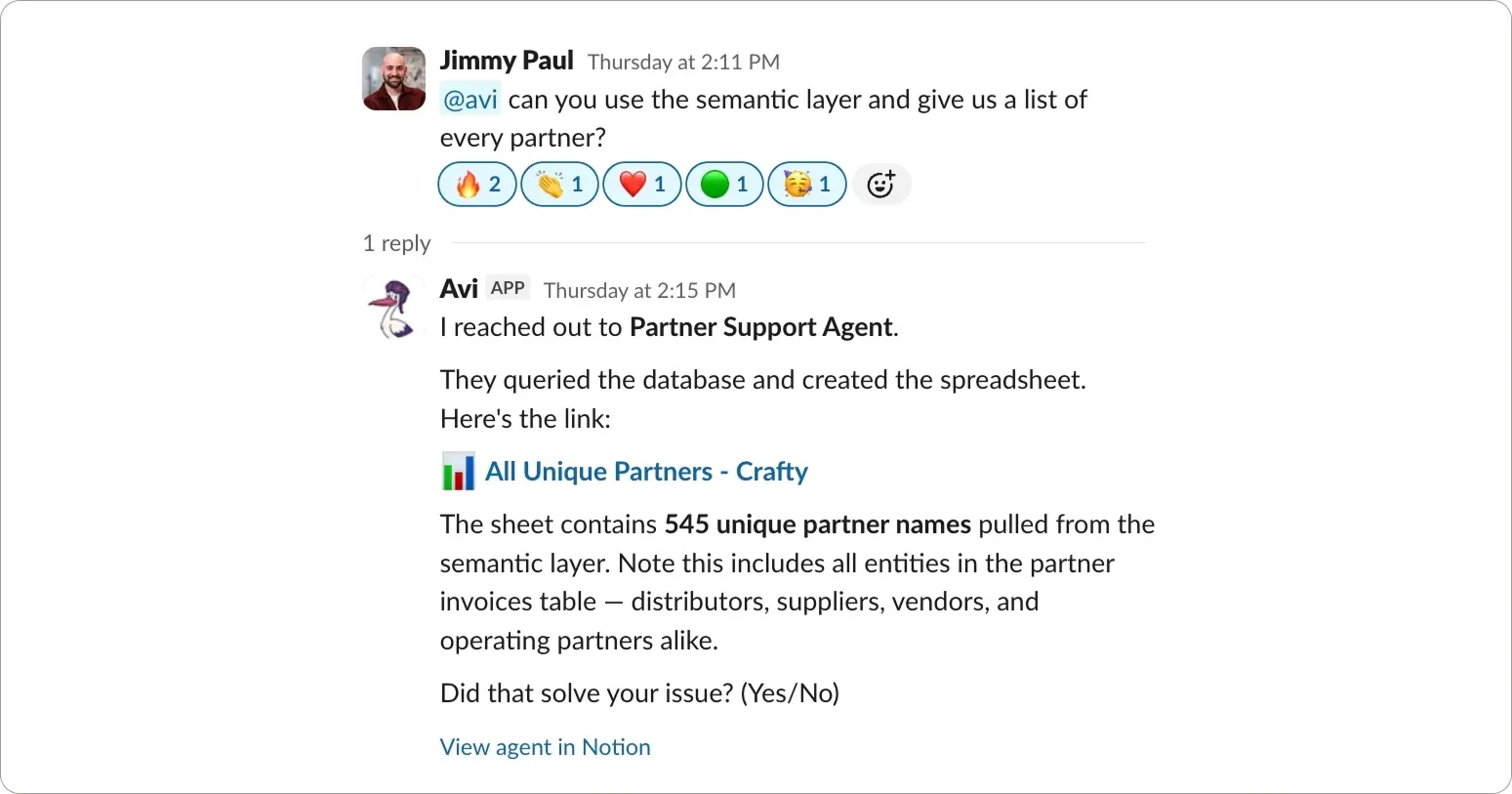 Crafty - Avi in Slack