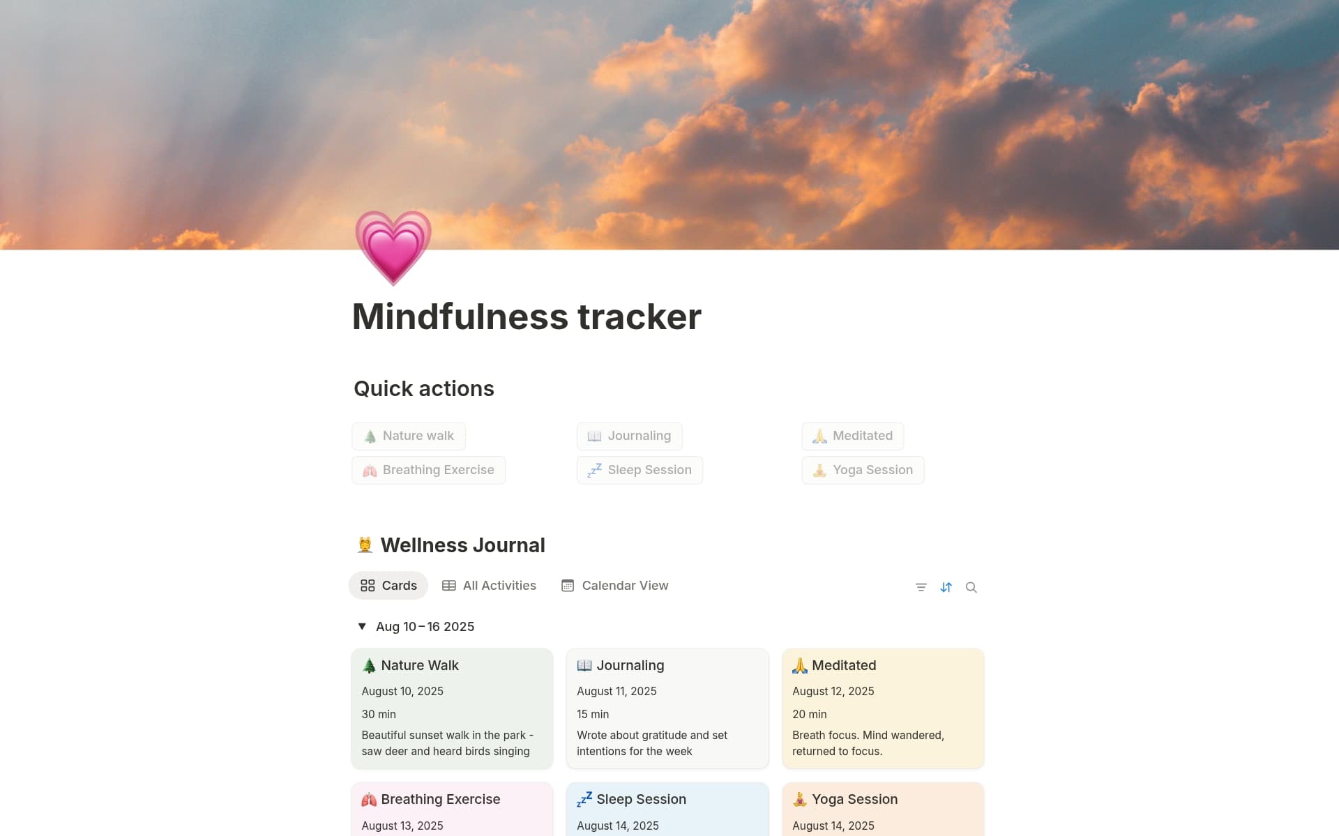 Notion님의 Your digital detox playground 컬렉션 스크린샷