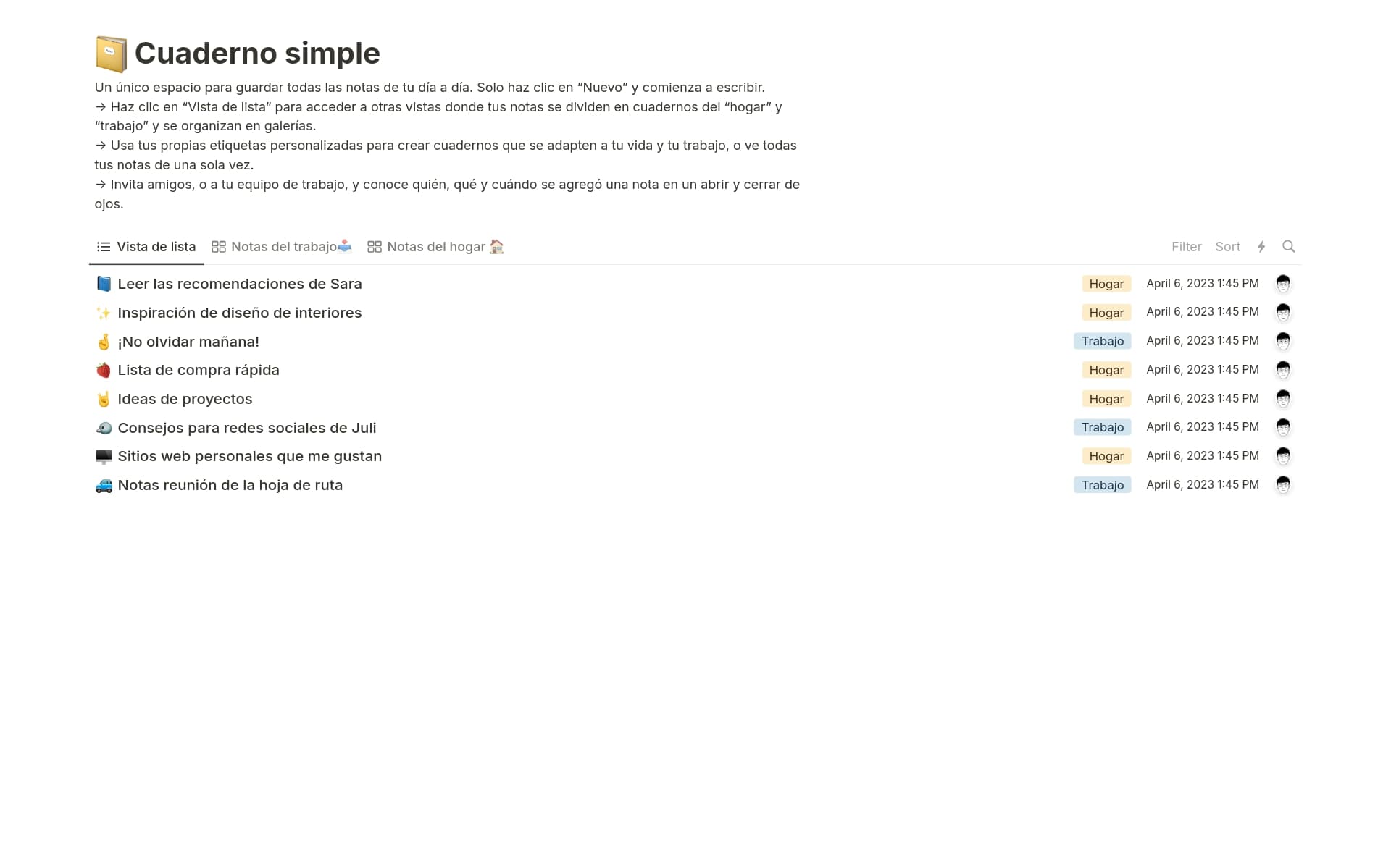Captura de pantalla de la colección Top 10 Notes & Knowledge Templates in Notion de Notion
