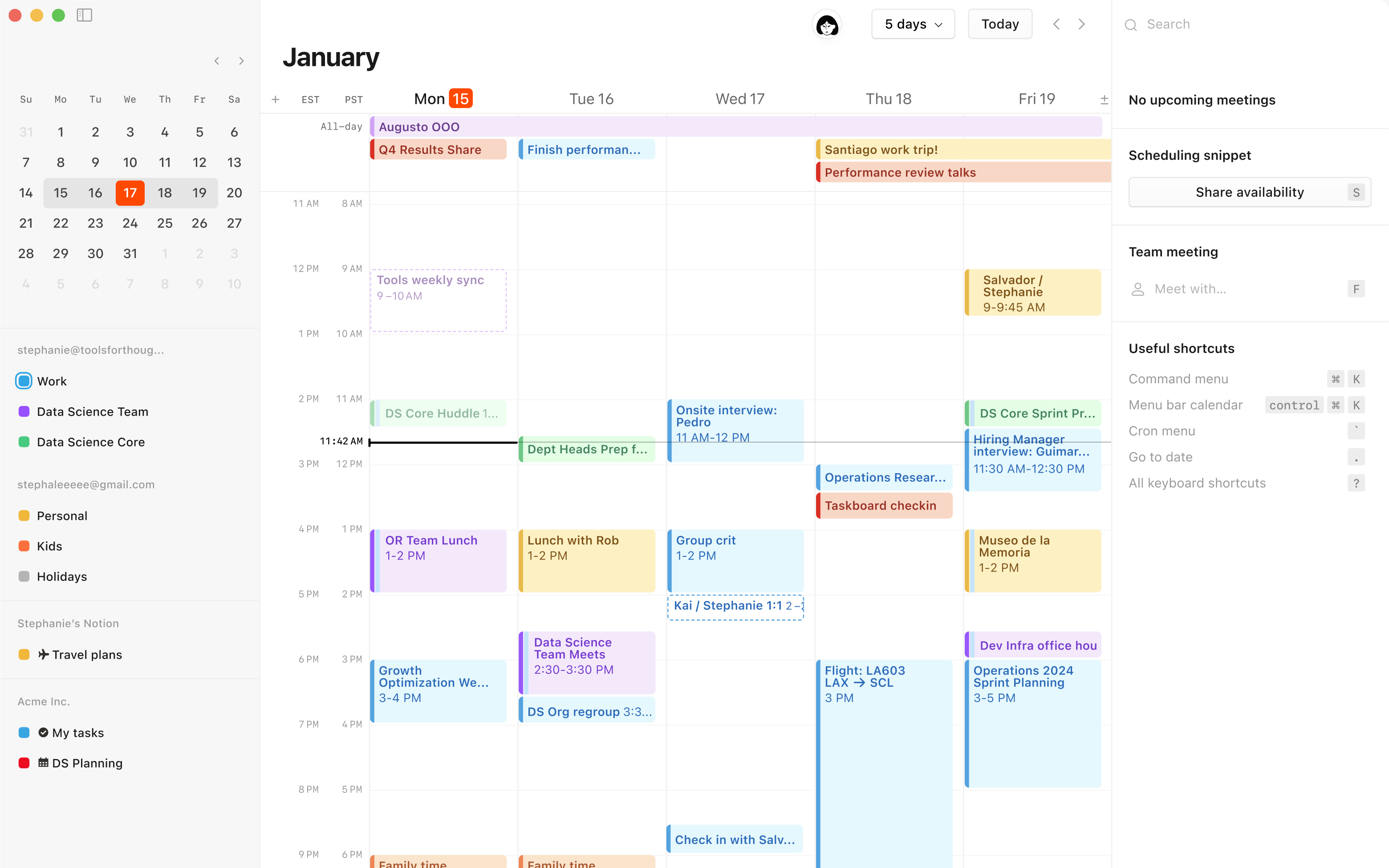 Een screenshot van Notion Calendar op desktop